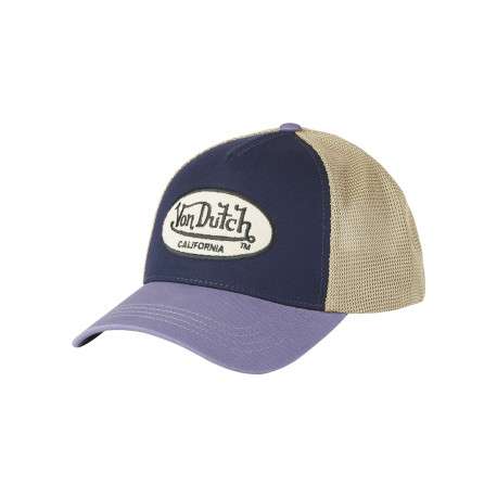 Casquette bleue uni avec une partie de la couronne en filet fermeture snapback