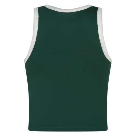 Débardeur en coton vert à coupe droite pourvu d'un col rond contrasté - Image 2