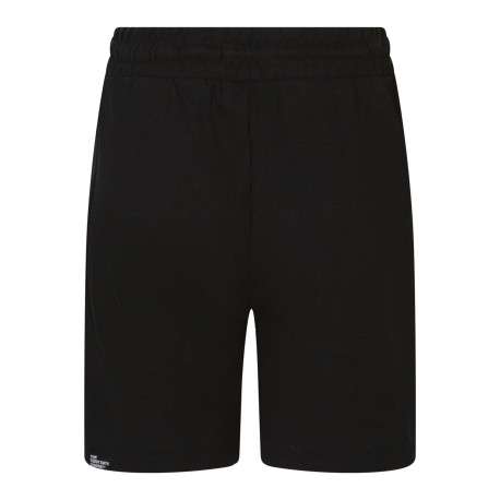 Short en coton noir à coupe droite pourvu d'une taille élastiquée - Image 2