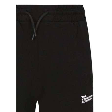 Short en coton noir à coupe droite pourvu d'une taille élastiquée - Image 3
