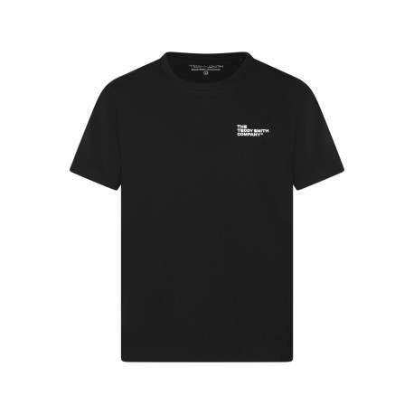 T-shirt en coton noir à coupe droite pourvu d'un col rond et de manches courtes