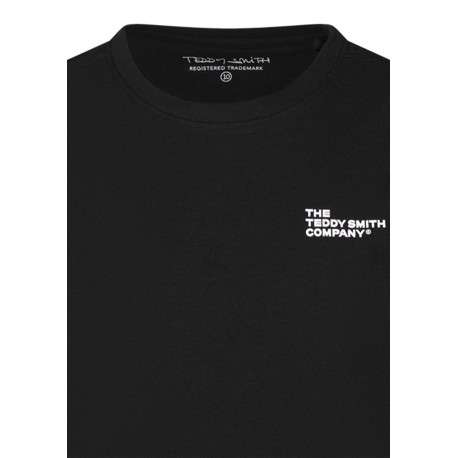 T-shirt en coton noir à coupe droite pourvu d'un col rond et de manches courtes - Image 3