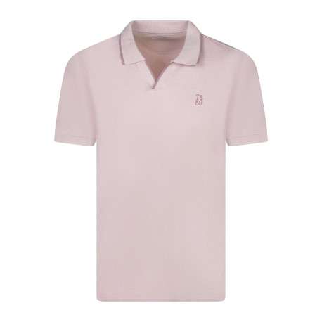 Polo en coton rose à coupe droite pourvu d'un col à revers épais