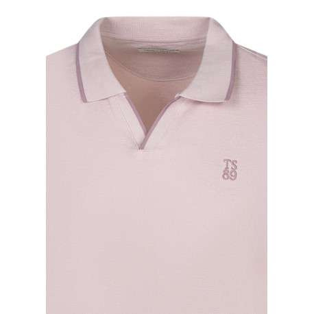 Polo en coton rose à coupe droite pourvu d'un col à revers épais - Image 3