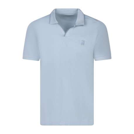 Polo en coton bleu à coupe droite pourvu d'un col à revers épais