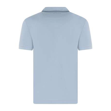 Polo en coton bleu à coupe droite pourvu d'un col à revers épais - Image 2