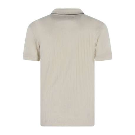 Polo en coton beige à coupe droite pourvu d'un col côtelé boutonné - Image 2