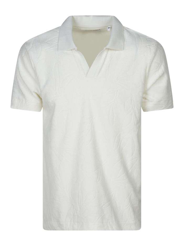 Polo en coton mélangé écru...