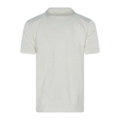 Polo en coton mélangé écru à coupe ajustée pourvu d'un col à revers - Image 2
