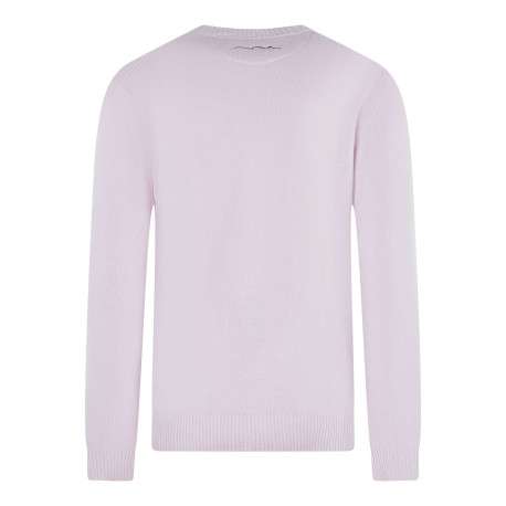 Pull en coton rose à coupe droite pourvu d'un col rond épais - Image 2