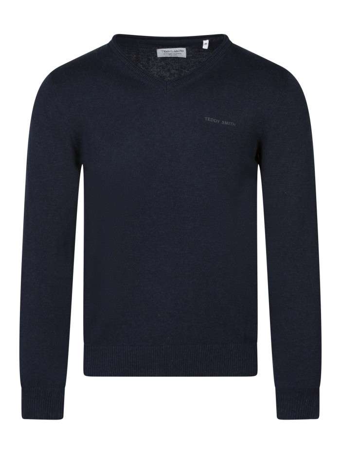 Pull en coton bleu foncé à...