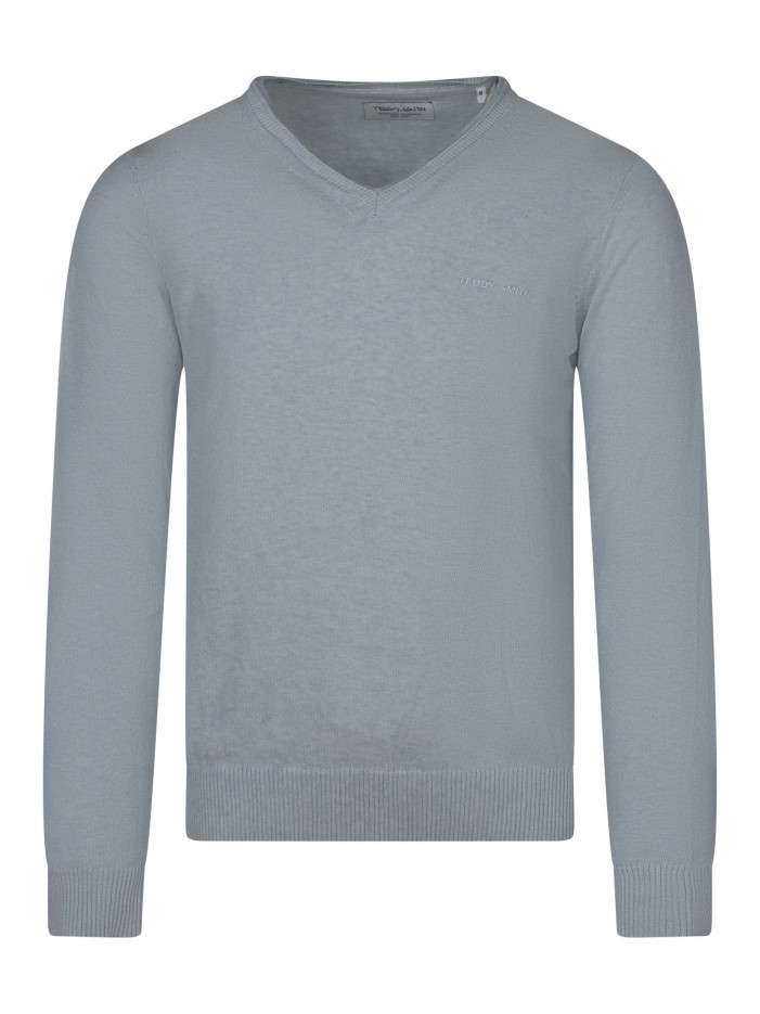 Pull en coton bleu clair à...
