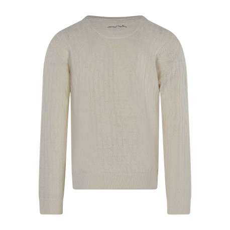 Pull écru à coupe droite pourvu d'un col rond et de manches longues - Image 2