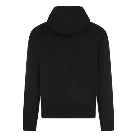 Blouson noir à coupe ajustée pourvu d'un col à capuche avec cordon de serrage - Image 2