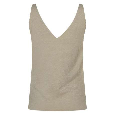 Débardeur beige sans manche à coupe droite pourvu d'un col v - Image 2