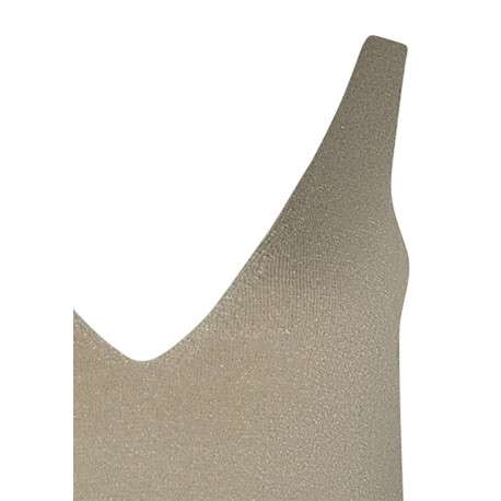 Débardeur beige sans manche à coupe droite pourvu d'un col v - Image 3