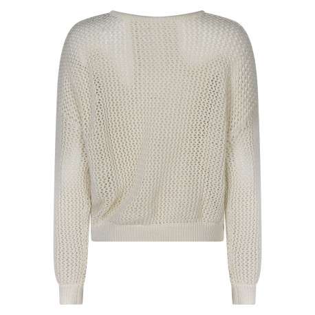Pull beige à coupe ajustée pourvu d'un col rond épais et de manches longues - Image 2