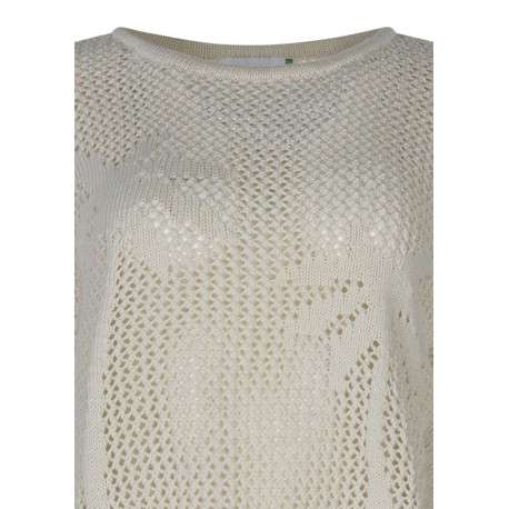 Pull beige à coupe ajustée pourvu d'un col rond épais et de manches longues - Image 3