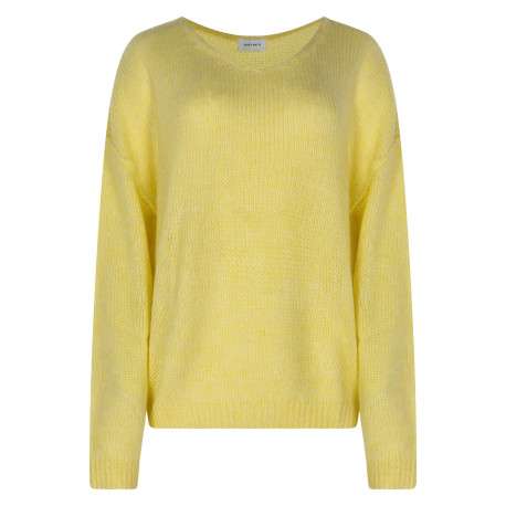 Pull jaune à coupe ample pourvu d'un col arrondi et de manches longues