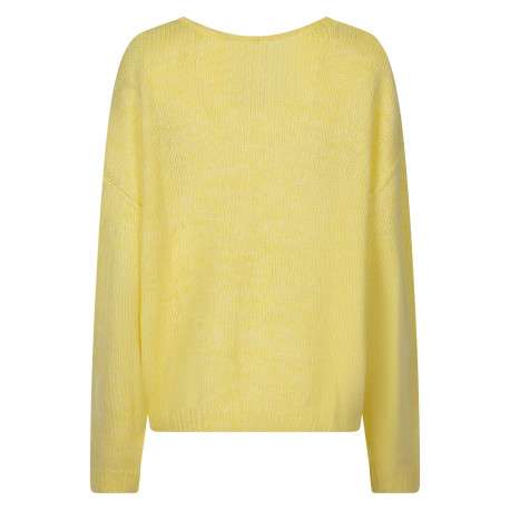 Pull jaune à coupe ample pourvu d'un col arrondi et de manches longues - Image 2
