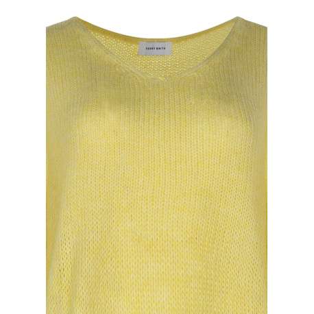 Pull jaune à coupe ample pourvu d'un col arrondi et de manches longues - Image 3