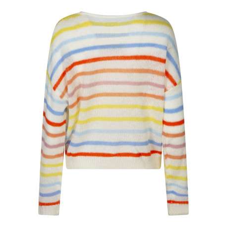 Pull multicolore à coupe droite pourvu d'un motif à rayures horizontales - Image 2