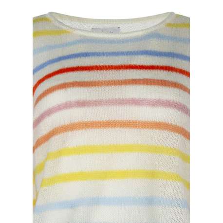 Pull multicolore à coupe droite pourvu d'un motif à rayures horizontales - Image 3