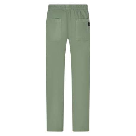 Pantalon Milak en coton vert à coupe droite pourvu d'une taille élastiquée - Image 2