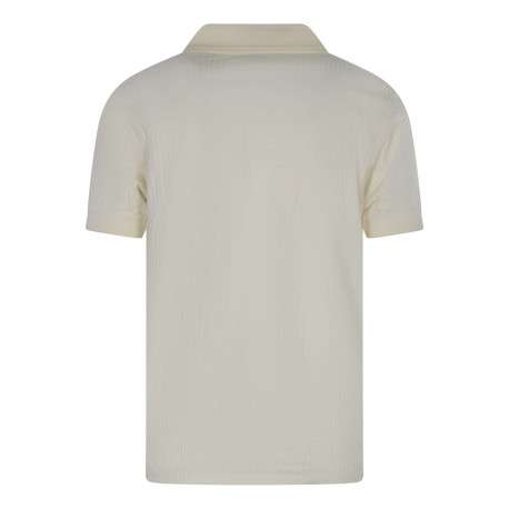 Polo en coton mélangé écru uni avec une coupe droite et un col boutonné - Image 2