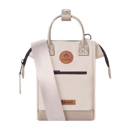 Sac à bandoulière Nano Algiers beige uni avec 2 anses et 1 zip