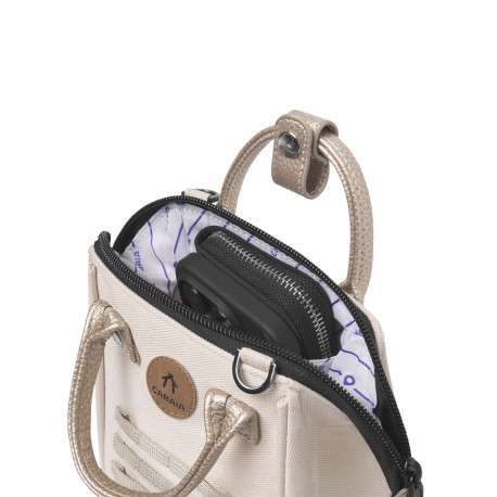 Sac à bandoulière Nano Algiers beige uni avec 2 anses et 1 zip - Image 3
