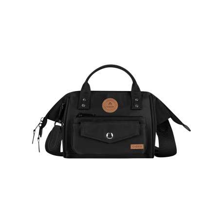 Sac à bandoulière Crossbody Small Cambridge noir uni avec logo marron embossé