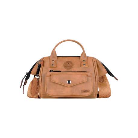 Sac à bandoulière Crossbody Small Moscow camel uni avec logo marron embossé