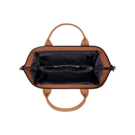Sac à bandoulière Crossbody Small Moscow camel uni avec logo marron embossé - Image 3