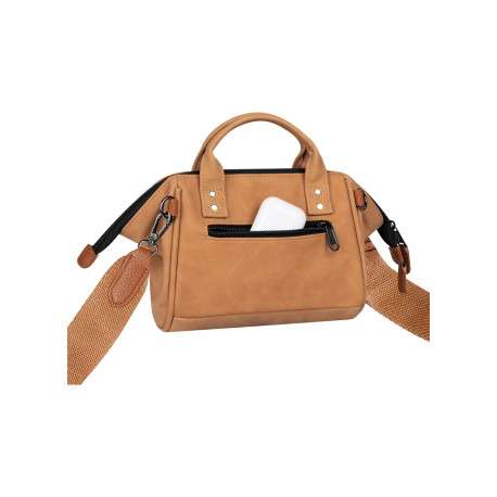 Sac à bandoulière Crossbody Small Moscow camel uni avec logo marron embossé - Image 4