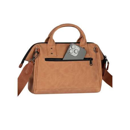 Sac à bandoulière Crossbody Medium Moscow camel uni en simili cuir - Image 3
