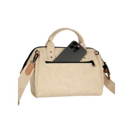 Sac à bandoulière Crossbody Medium Andenne beige uni en simili cuir - Image 3