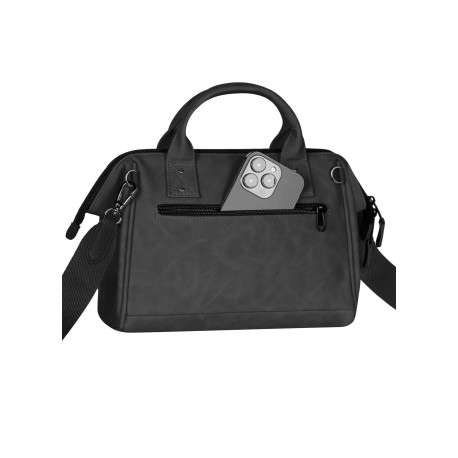 Sac à bandoulière Crossbody Medium Le Havre noir uni en simili cuir - Image 3