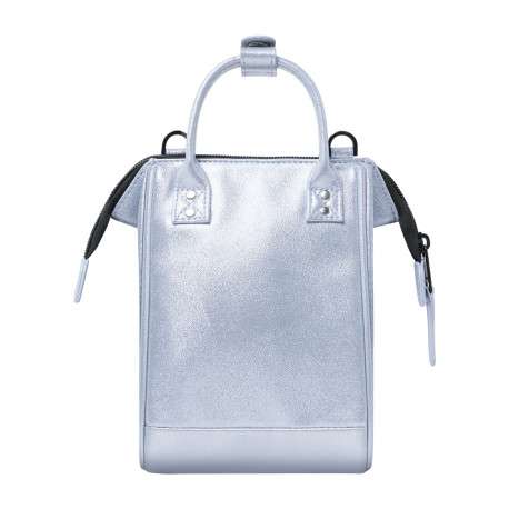 Sac à bandoulière Nano Fidji argent brillant avec 2 anses et 1 zip - Image 2