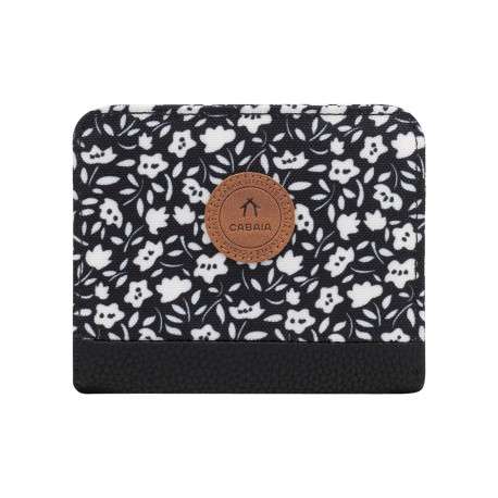 Portefeuille Medium Catane noir et blanc avec un imprimé floral