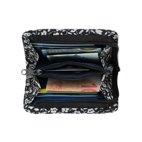 Portefeuille Medium Catane noir et blanc avec un imprimé floral - Image 3