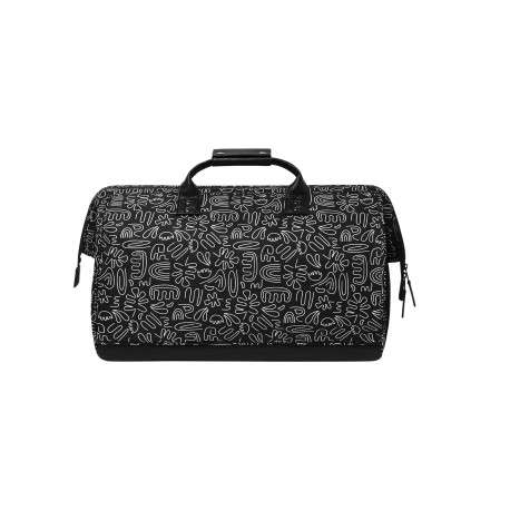 Sac weekender Amiens noir et blanc à imprimé floral avec 2 pochettes - Image 2