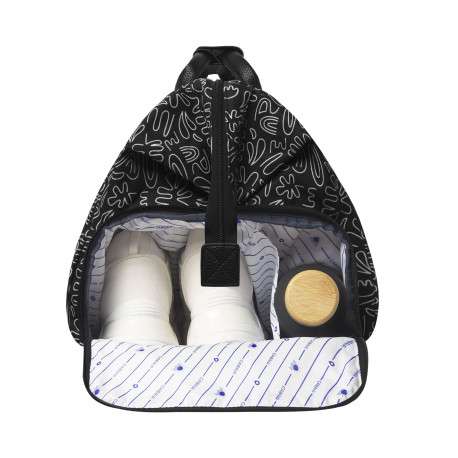Sac weekender Amiens noir et blanc à imprimé floral avec 2 pochettes - Image 5