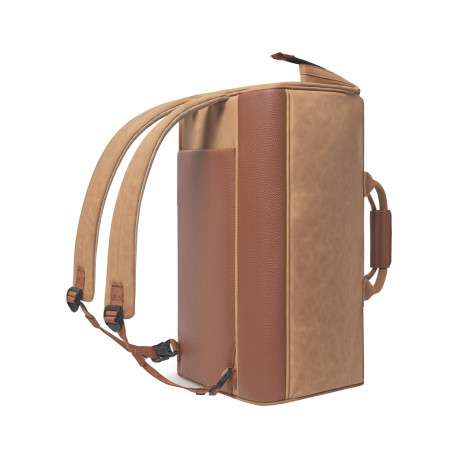 Sac weekender Moscow camel uni en simili cuir avec 2 pochettes - Image 4