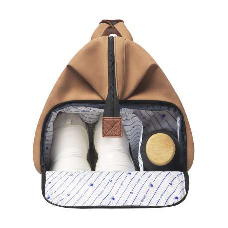 Sac weekender Moscow camel uni en simili cuir avec 2 pochettes - Image 5