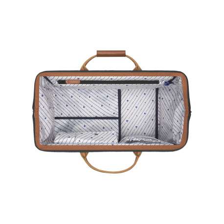 Sac weekender Moscow camel uni en simili cuir avec 2 pochettes - Image 6