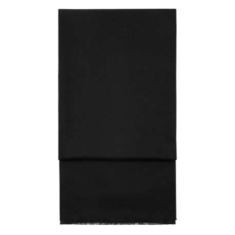 Foulard noir uni avec un revêtement en maille fine et des franges