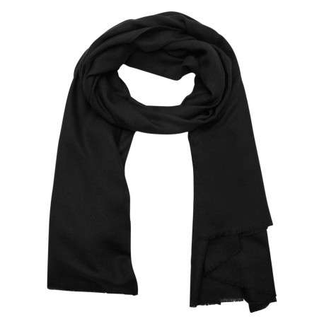 Foulard noir uni avec un revêtement en maille fine et des franges - Image 2