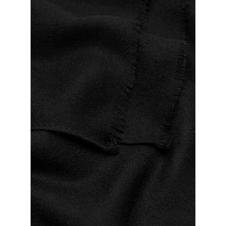 Foulard noir uni avec un revêtement en maille fine et des franges - Image 3