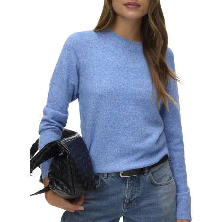 Pull bleu chiné avec une coupe droite et des manches longues - Image 2